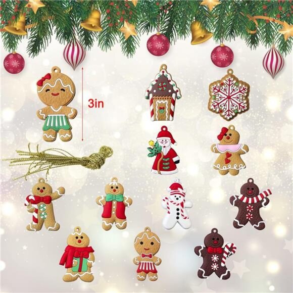 12pcs Christmas Ornaments Cute Snowman Xmas Tree Decorations Santa Claus Plastic - Picture 5 of 7